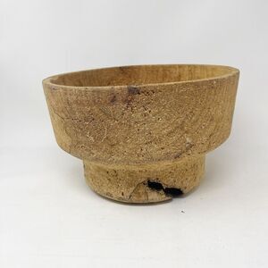 Hand Turned Spalted Wood Bowl Pedestal Driftwood Coastal MCM Beach Primitive